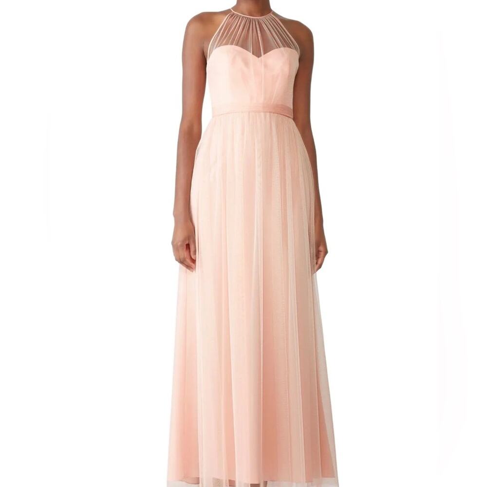 New 6 Amsale Chiffon Aliki Bridesmaid dress dusty pink long tulle solid wedding